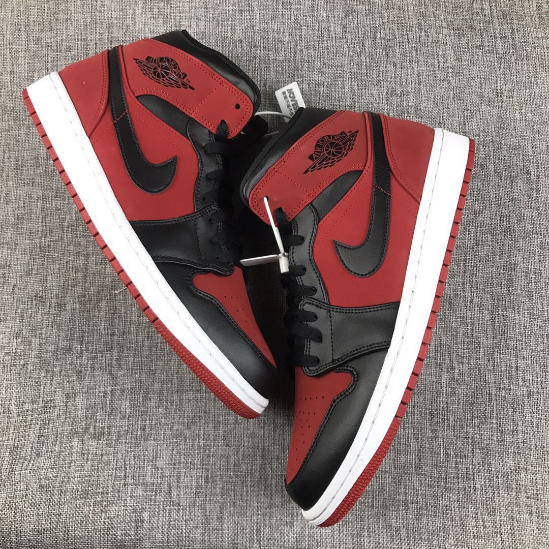 Air Jordan 1 Mid Ban Red Black Shoes